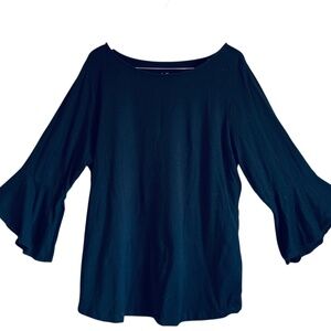 Belle by Kim Gravel Top Womens 3X Black Oversized Bell Sleeve Tee Casual